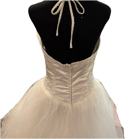 Morilee White Elegant Beaded Floor Length Wedding/Formal Gown Dress Sz 7/8 READ - Picture 6 of 10